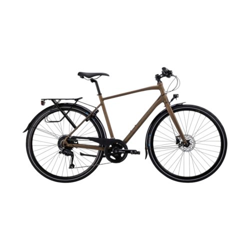 Brun Crescent Kebne herrcykel med pakethållare och skärmar för pendling.