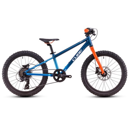 Teamline blå/orange Cube Acid 200 Disc 20-tums barncykel med 1x7 växlar.