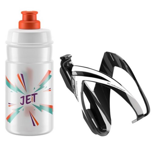 Flaska och flaskställ Elite CEO kit, vit vattenflaska med röd kork.