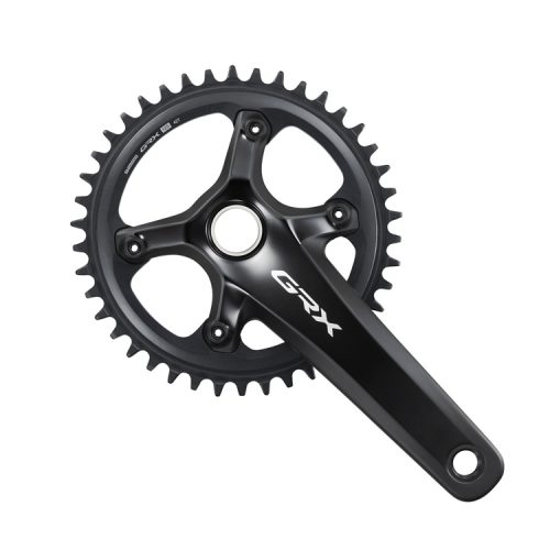 Svart Shimano GRX FC-RX820-1 42T vevparti för 1x12-växlad cykel.