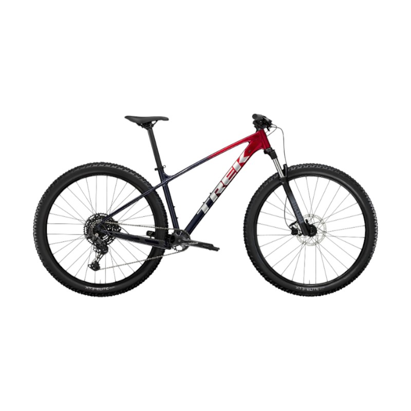 Trek Marlin 6 Röd:Blå Röd Trek Marlin 6 mountainbike, en 27,5-tums modell med 1x10 växlar.
