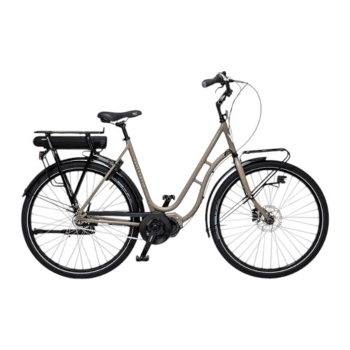 Brun dam Elcykel Skeppshult Natur Land EL med pakethållare och skärmar.