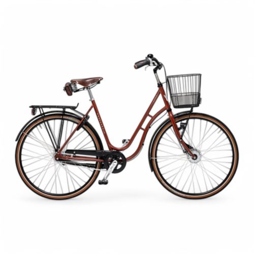 Brun Skeppshult Natur Premium 7s damcykel med korg.