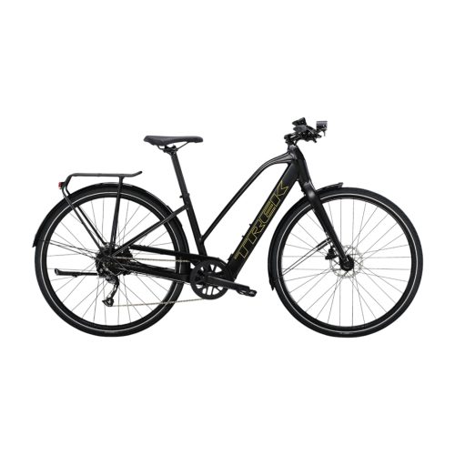 Svart Trek FX+ 2 Stagger Elcykel, en sportig och bekväm elcykel.