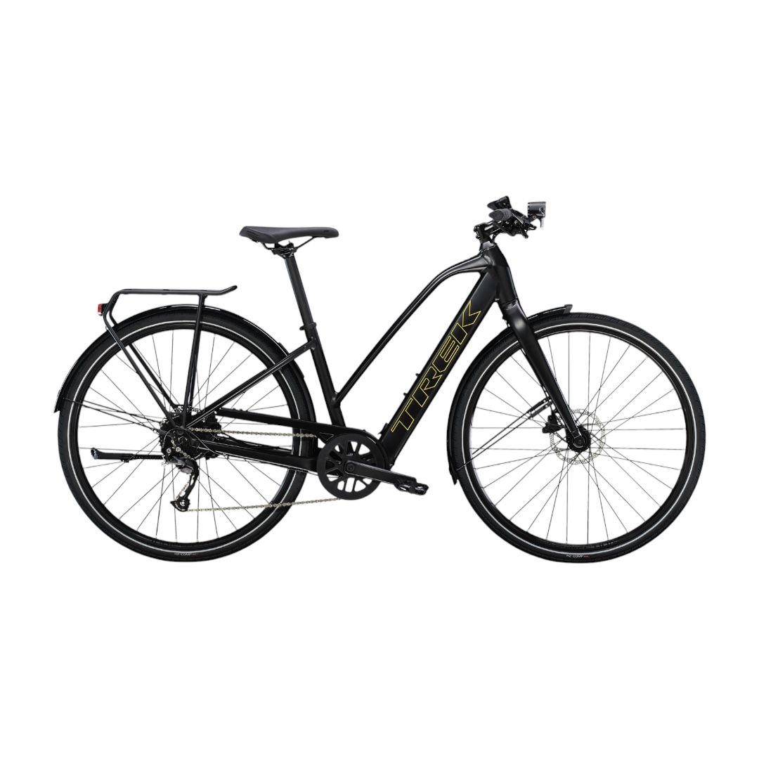 5268337 Trek FX+ 2 Svart Blå Turkos 1 Svart Trek FX+ 2 Stagger Elcykel, en sportig och bekväm elcykel.