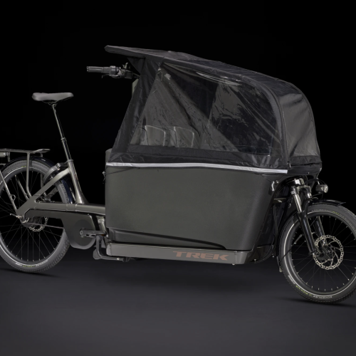 Grå Lastcykel Trek Fetch+ 4, robust och praktisk för transport.