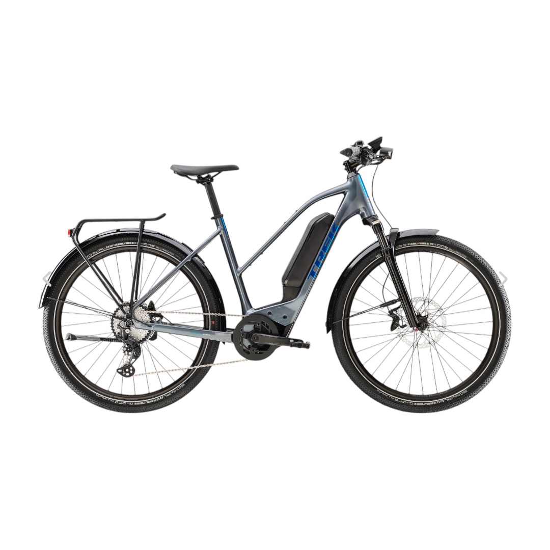 5306161 Trek Allant+ 6 Stagger 2 Grå 3 Grå Trek Allant+ 6 Stagger elcykel med 10 växlar, perfekt för pendling.