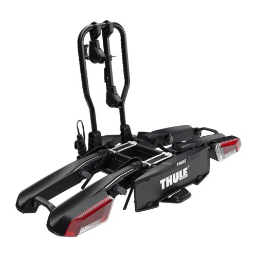 Svart Cykelhållare från Thule EasyFold för två eller tre cyklar, lastkapacitet 60 kg.