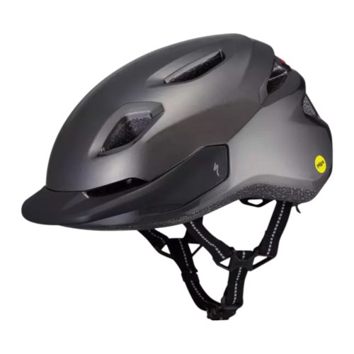 Mörkgrå Specialized Shuffle 2 Led cykelhjälm med Mips för ökad säkerhet.
