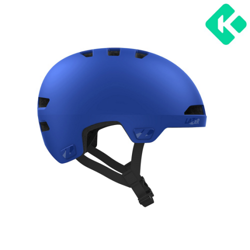 Blå Lazer MazeJR KinetiCore cykelhjälm, perfekt för unga cyklister, syns i produktbild.