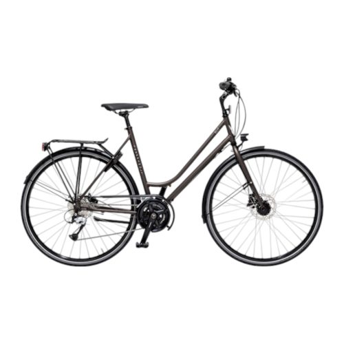 Brun damcykel Skeppshult Elit 7s med pakethållare och skärmar.
