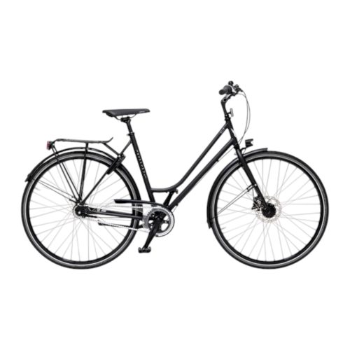 Svart Skeppshult Elit 7s damcykel med pakethållare och skärmar.