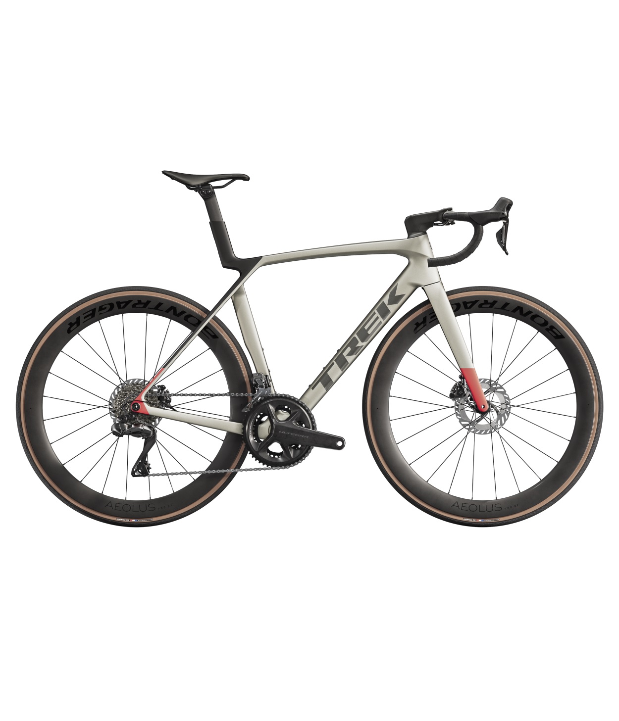 MadoneSL7-25-Trek-silver Racer Trek Madone SL 7 Gen 8 landsvägscykel med Ultegra Di2 växelgrupp.