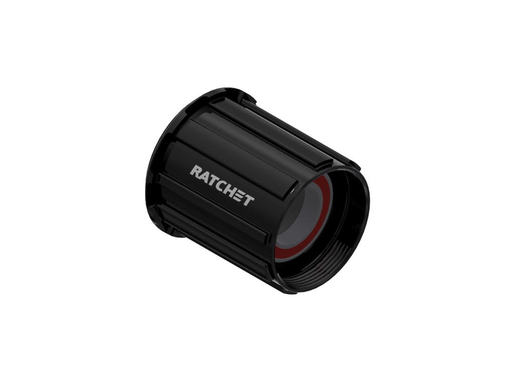 hwrabl00s2775s Frihjulsbody DT-SWISS Shimano (ASL11) Ratchet, cykelkomponent i svart med texten "RATCHET".