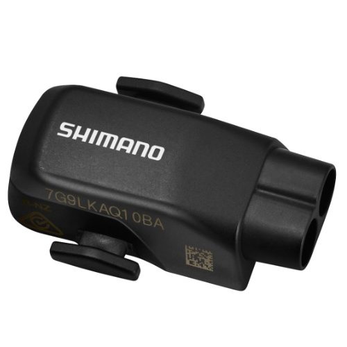 Svart trådlös sändare Shimano EW-WU101 Di2 D-fly, ANT+ med Shimano logotyp.