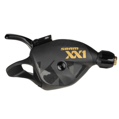 Svart och guldfärgad Sram XX1 Eagle växelreglage för 12 växlar.