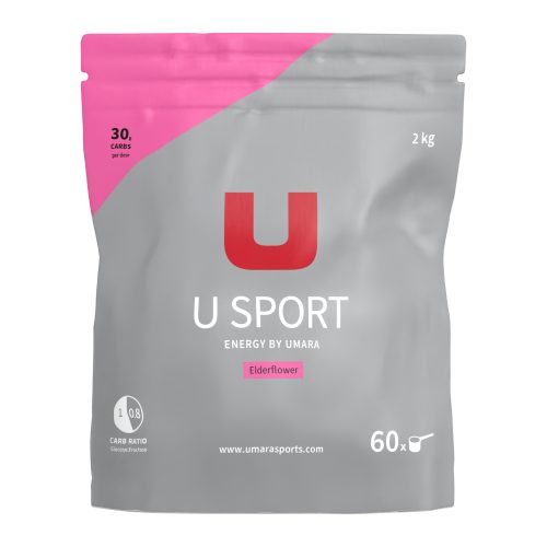 Umara U Sport energidryckspåse med rosa detaljer, 2 kg, smak Elderflower.