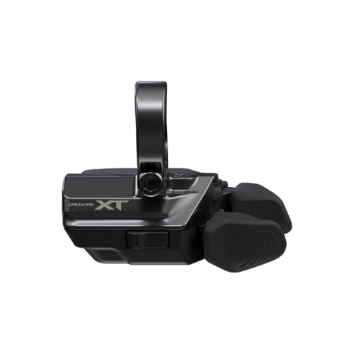 Svart Shimano XT SW-M8250 Di2 växelreglage med klämma för 12 växlar.