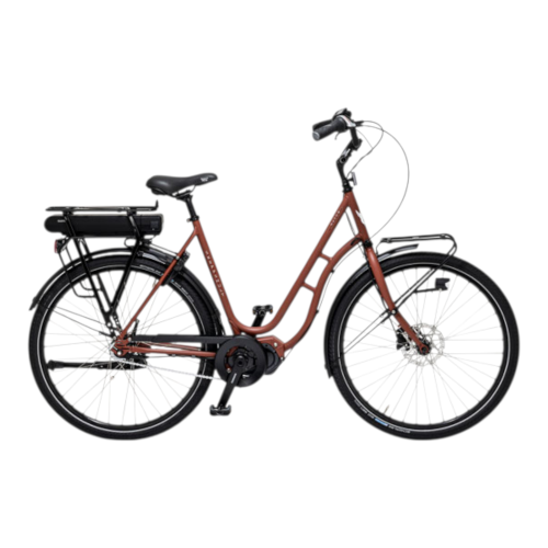 Brun Skeppshult Natur Land EL Dam elcykel med sju växlar.