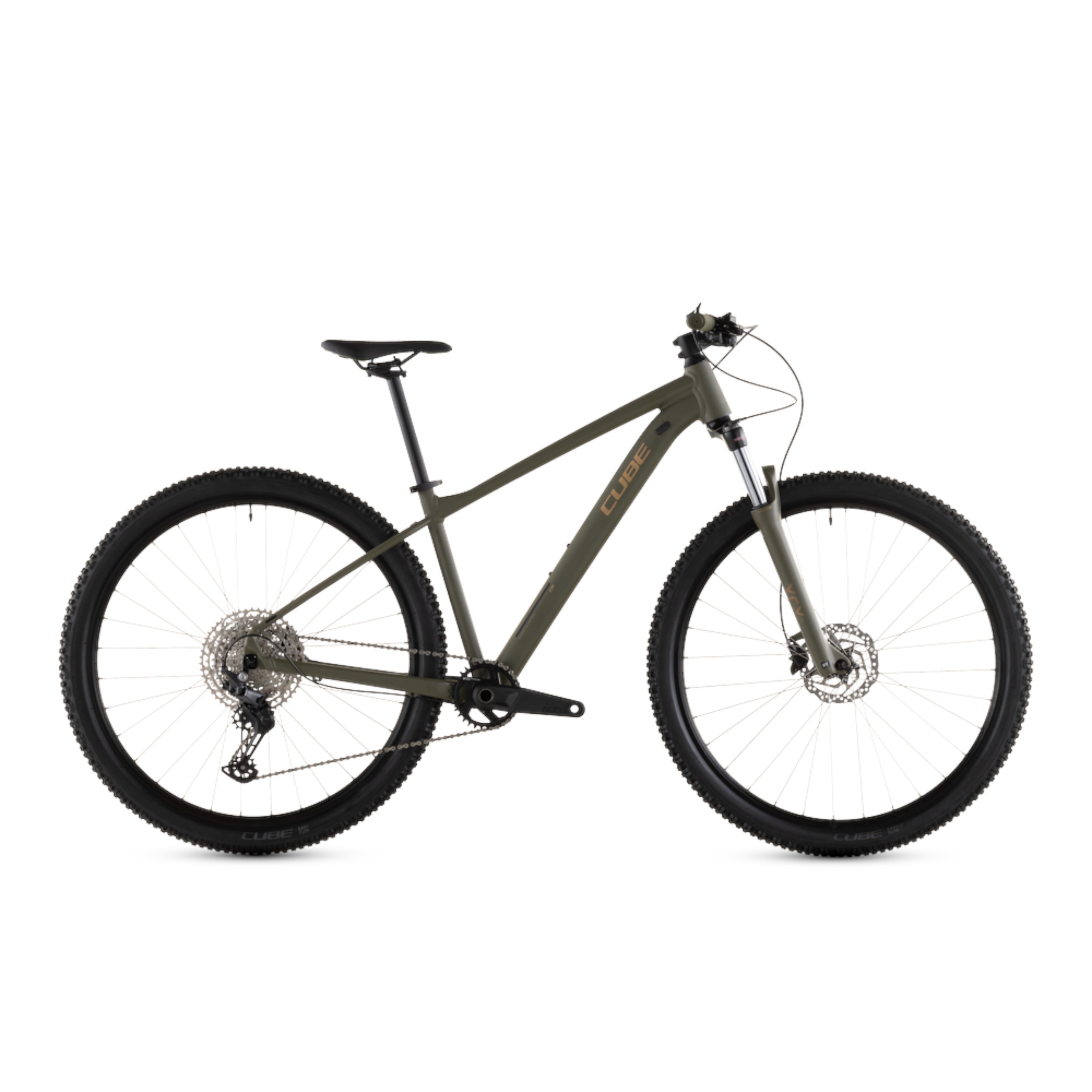 Cube Aim SLX, Shimano Deore 1x12 - OlivgrönCube Aim SLX dustyolive´n´gold 141210_F1_00 Olivgrön MTB 29 Cube Aim SLX med Shimano Deore 1x12 växlar.