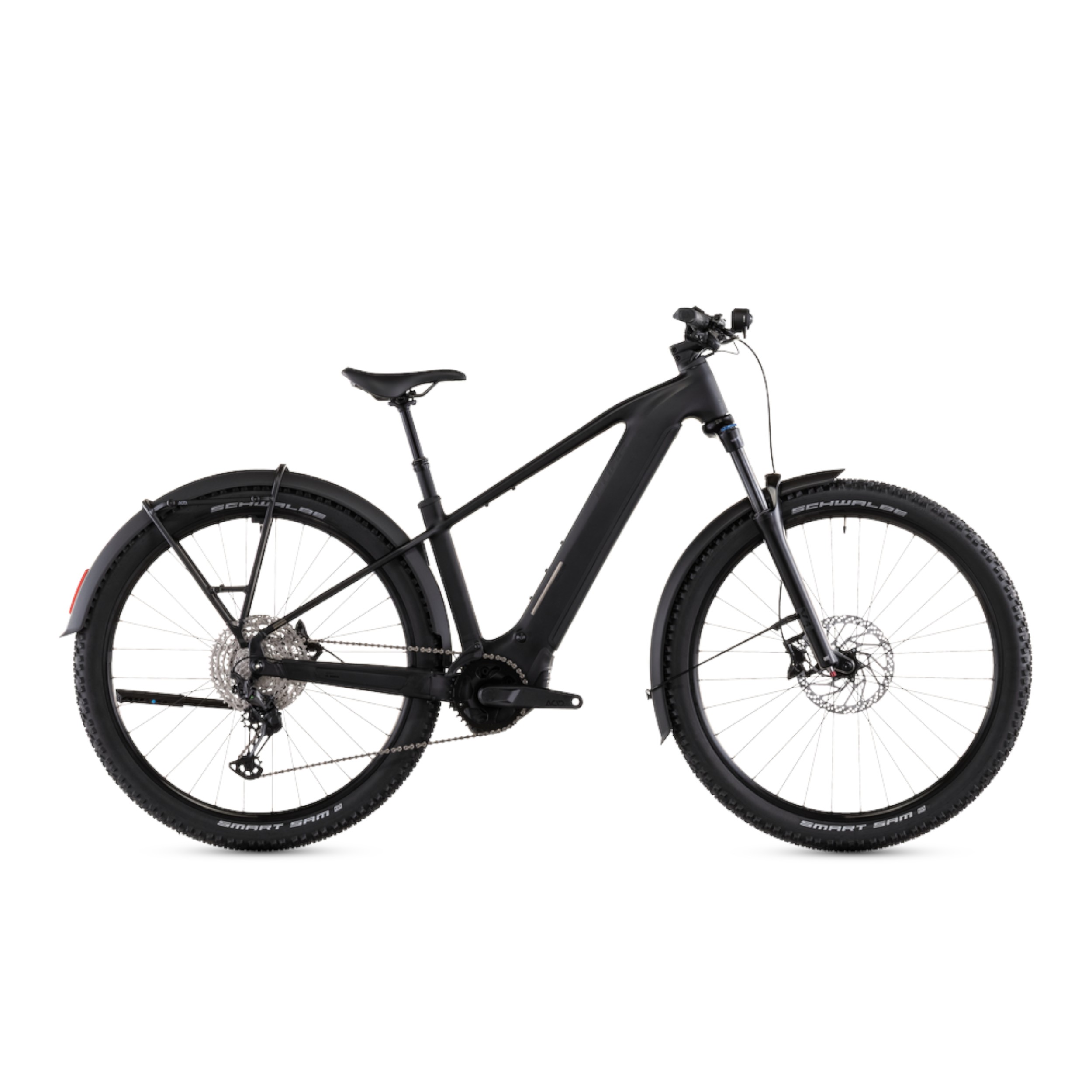 Cube Reaction Hybrid Pro 800 FE108310_F1_00 Svart el-MTB Cube Reaction Hybrid Pro 800 FE med skärmar och pakethållare.