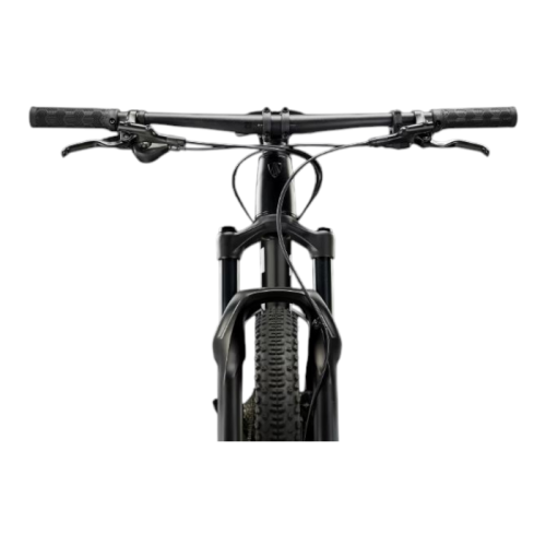 MTB Trek Procaliber 6 med 29-tumshjul framifrån i svart utförande.