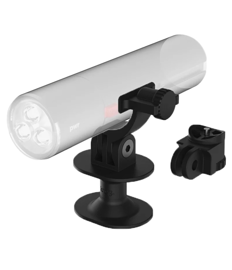PRW-Helmet-Mount Svart Knog PWR hjälmfäste för lampa och GoPro, med lampa.