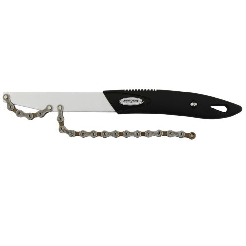Kedjepiska Tec för 5-10 delade kassetter med svart handtag och silverblad.