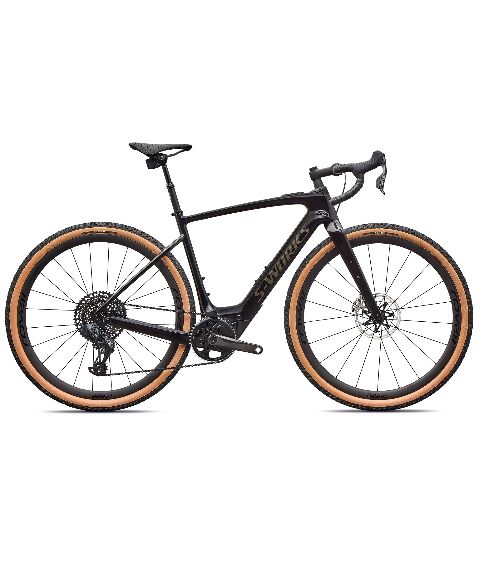 CREO-SL-SW-CARBON-CARB-CHRM Svart Specialized S-Works Turbo Creo SL 2 Carbon el-gravelcykel i profil