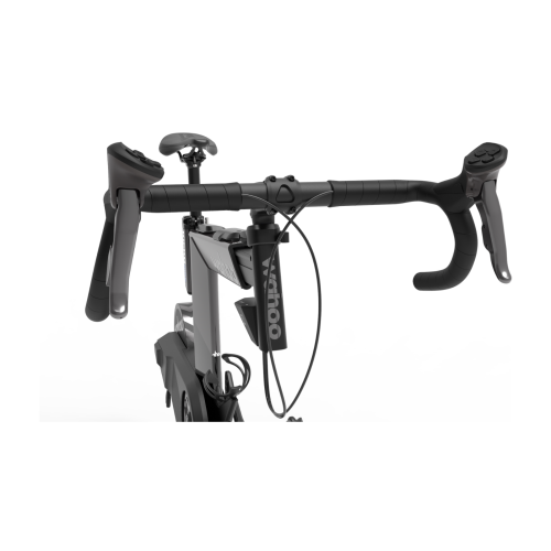 Wahoo KICKR BIKE PRO smartcykel med styre och sadel i svart.