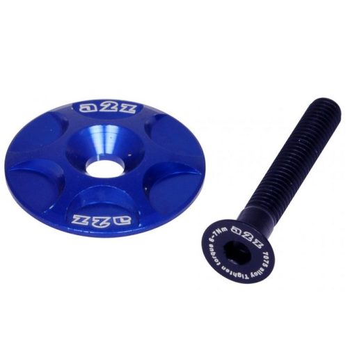 Blå A2Z topcap i aluminium med bult, för 1 1/8" gaffelrör.