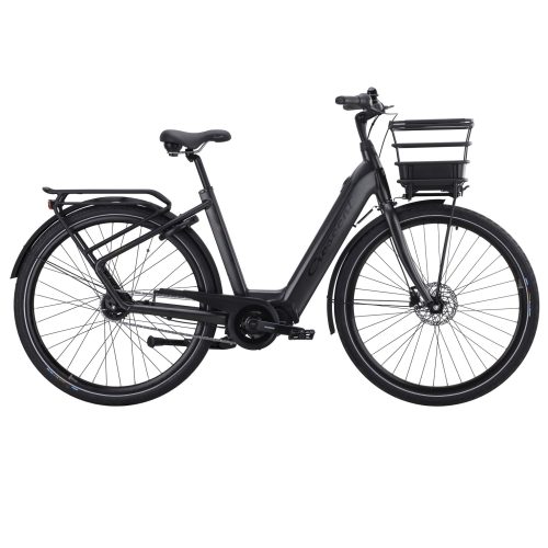 En Crescent Elody 30 elcykel, mattsvart, med korg.