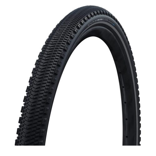 Däck Schwalbe G-ONE Overland 365 är ett svart, vikbart däck med slitbanor och reflekterande detaljer, tillgängligt i storlekarna 40/45/50-622 mm.