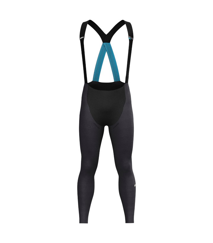 unnamed (5) Ett par Byxor Assos Equipe RS Winter BIB Tights i svart med blå hängslen visas mot en vit bakgrund. Dessa cykeltights har en figurnära design och hellånga ben.