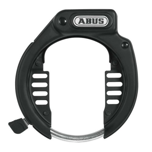 Ramlås Abus Amparo 485, SSF - ett svart ringlås med silverfärgad stång för cykelsäkerhet - visas mot en vit bakgrund.