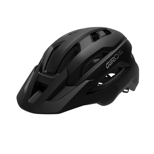 En matt svart Giro Fixture II MIPS-hjälm (58–65 cm, XL) med flera ventilationsöppningar, frontvisir och ”Giro”-logotyp. Finns i flera färger.