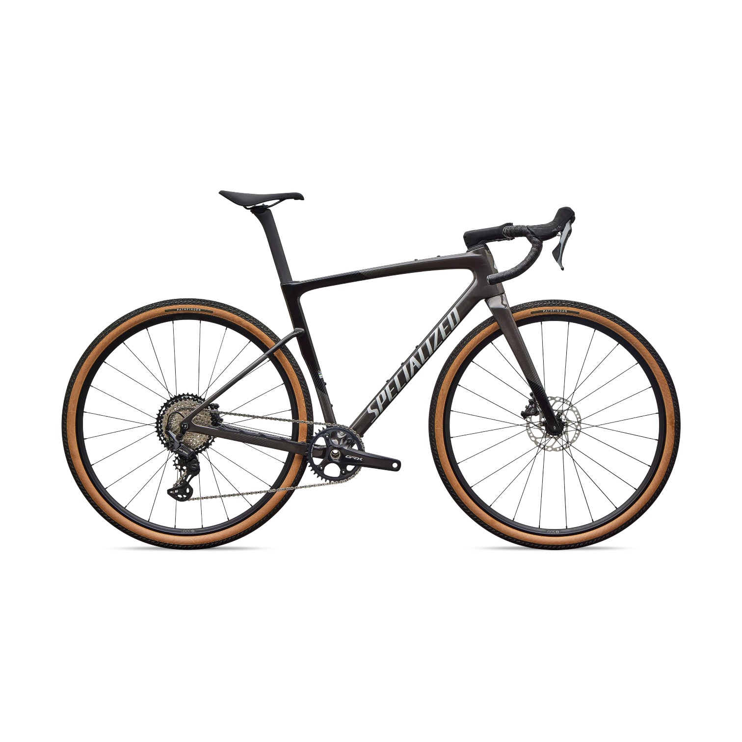 Crux sport Gravelcykeln Specialized Crux 5 Sport är en matt svart gravelcykel med bruna däck