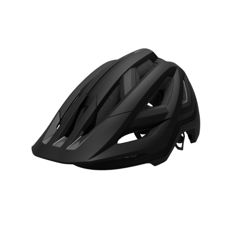 Hjälm Giro Montaro Pro Mips 2026, som visas i matt svart med aerodynamiska ventilationsöppningar, invändig vaddering och ett justerbart bakre spännband, presenteras mot en enfärgad vit bakgrund.
