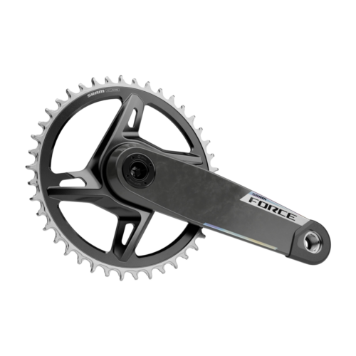 Vevparti Sram Force XPLR E1, 1x13-växlad cykelvevsats med ett enda kedjedrev och en vevarm i kolfiber.
